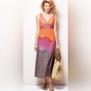 Garnet Hill mosaic ombré maxi sundress‎ sz 6